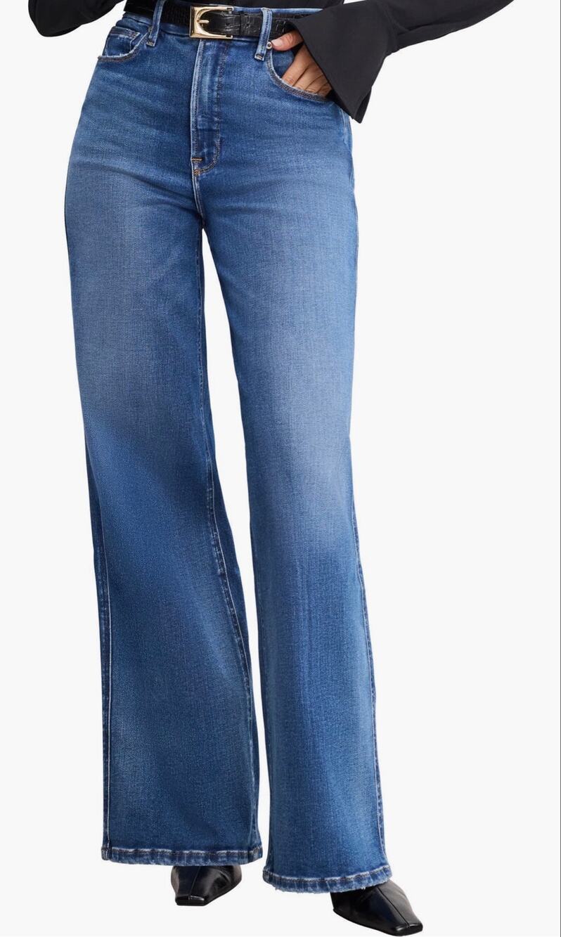 Good American Soft Tech Good Skate High Waist Wide Leg Jeans Denim Blue 4 / 27